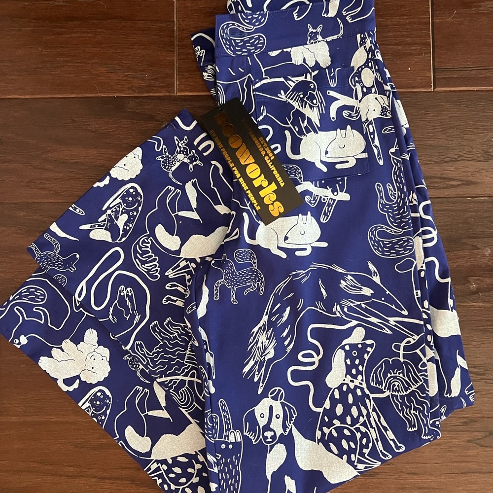 Nooworks Navy and White Dog Pants NWT